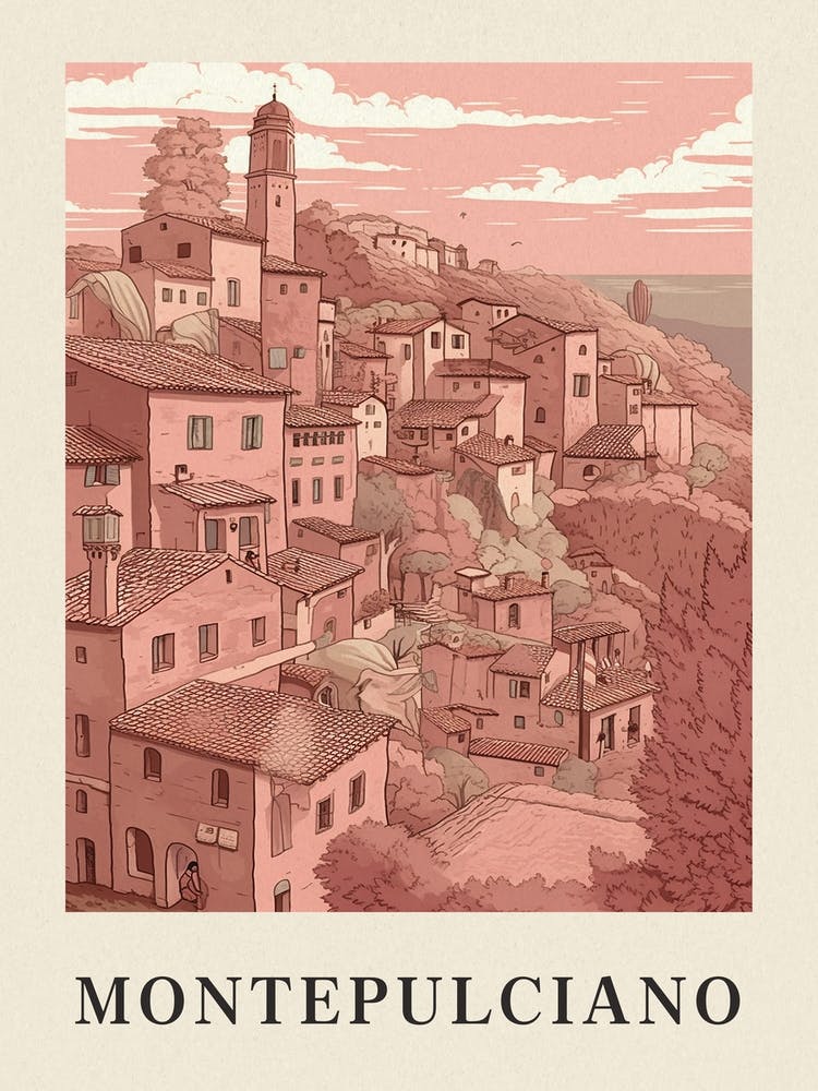 Montepulciano Vintage Pink Italy Poster