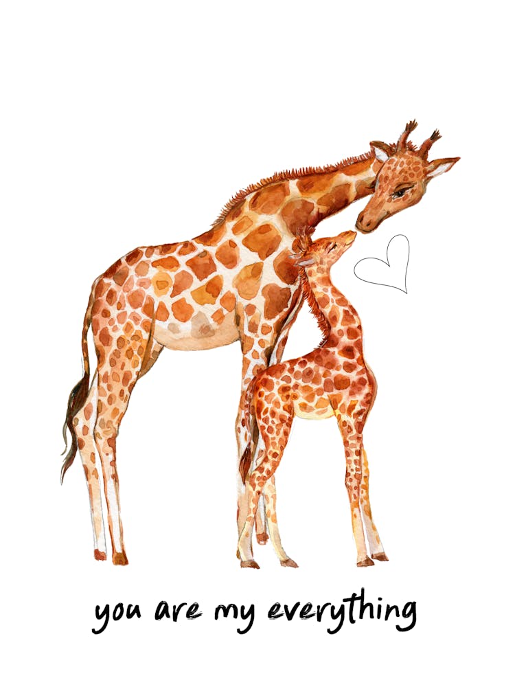 You Are My Everything Mum Giraffe Nursery Children Baby Room Art