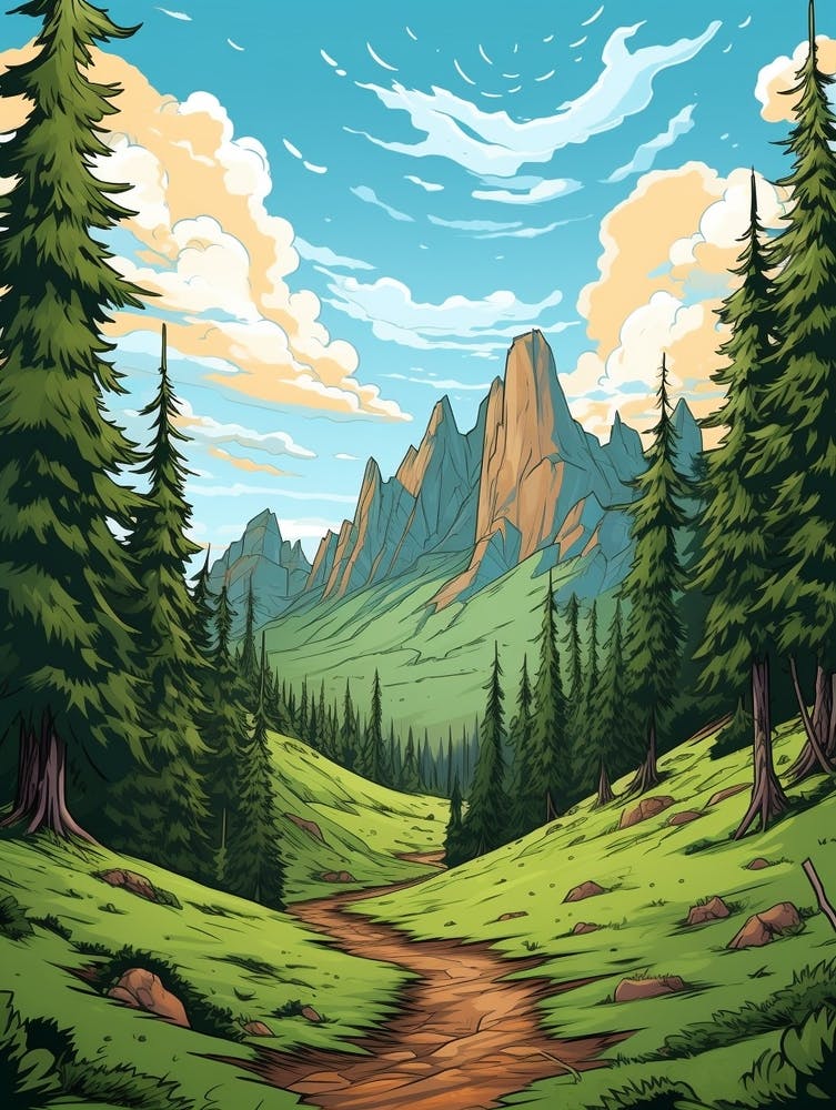 Wonderland Trail Usa 2 Vintage Travel Illustration