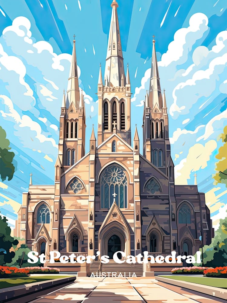 St Peters Cathedral Adelaide Art Illustration