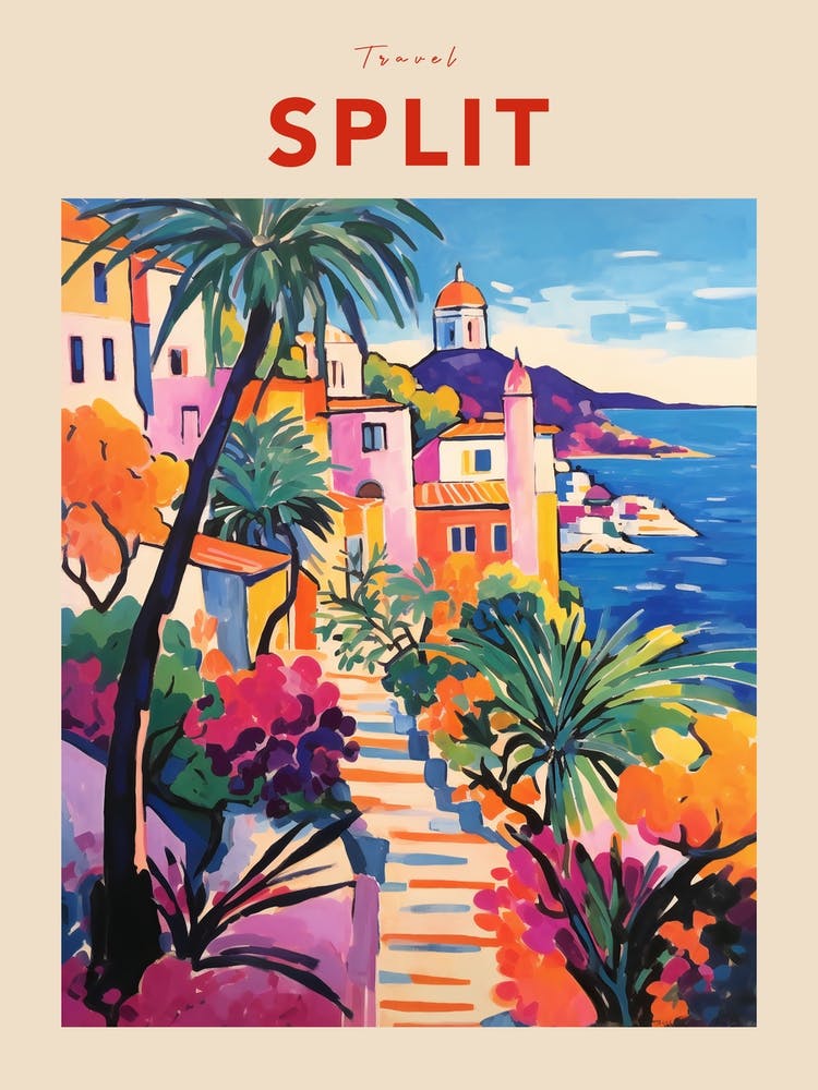 Split Croatia 4 Fauvist Travel Poster
