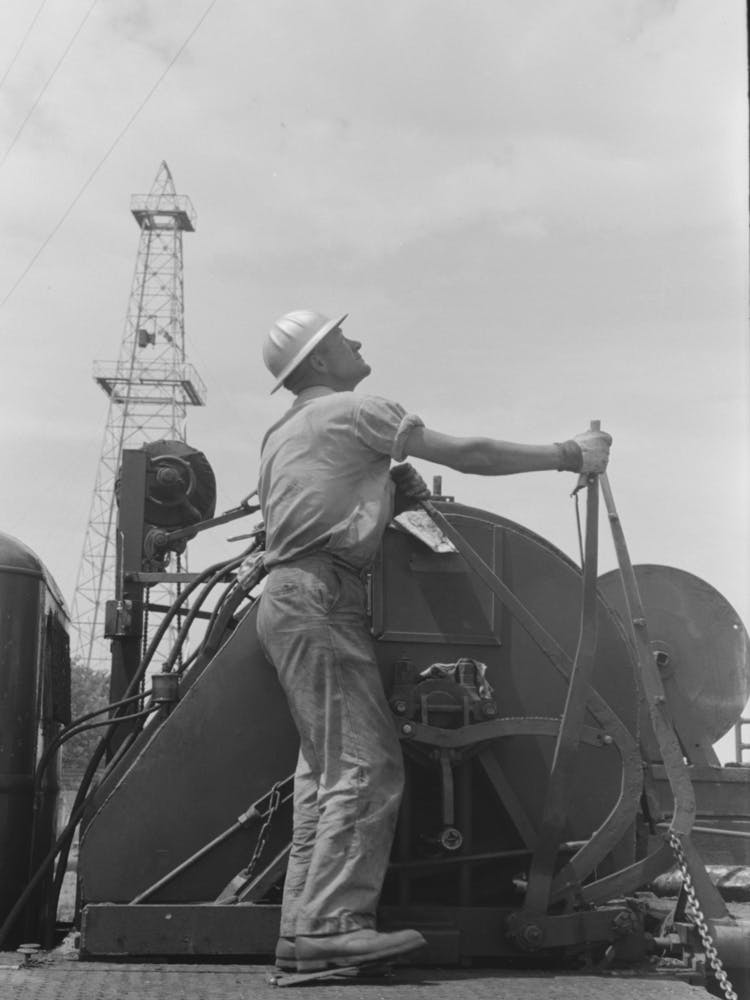 Untitled Photo, Possibly Related To Winch Operator At Oil Well In Oklahoma City, Oklahoma By Russell Lee