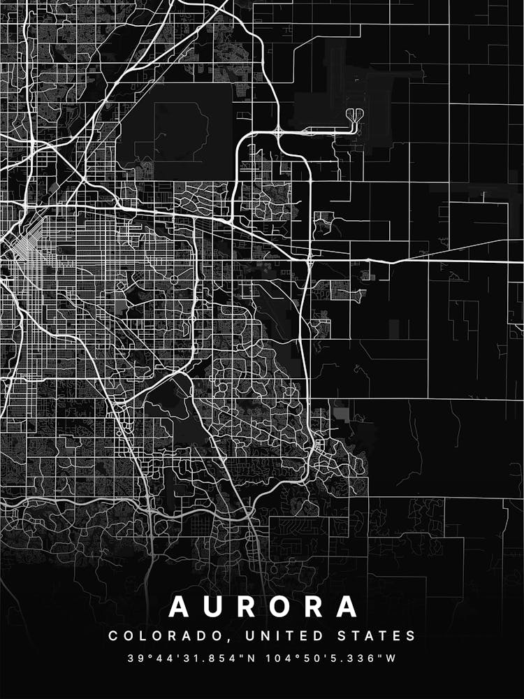 Aurora Colorado USA Black Map