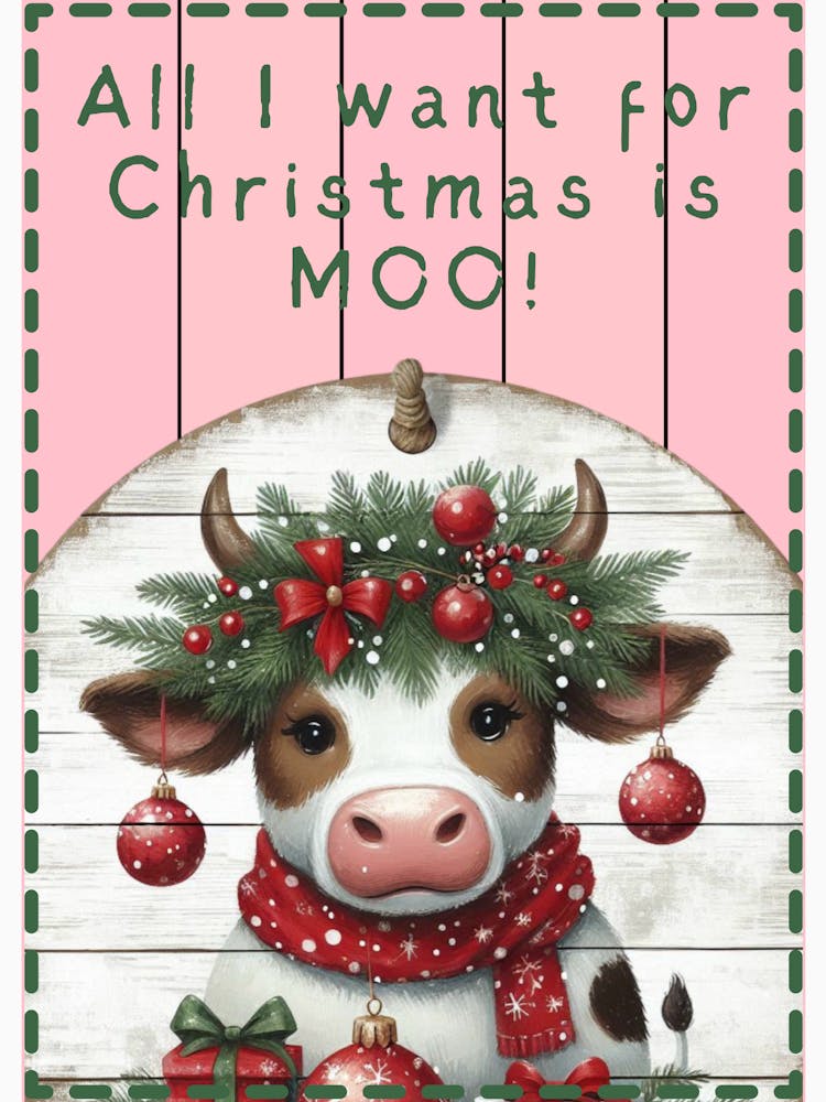 Pink Cute Christmas Cow
