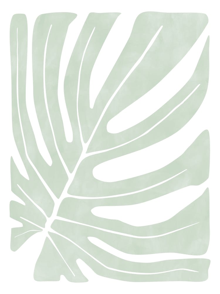Pastel Green Monstera Leaf