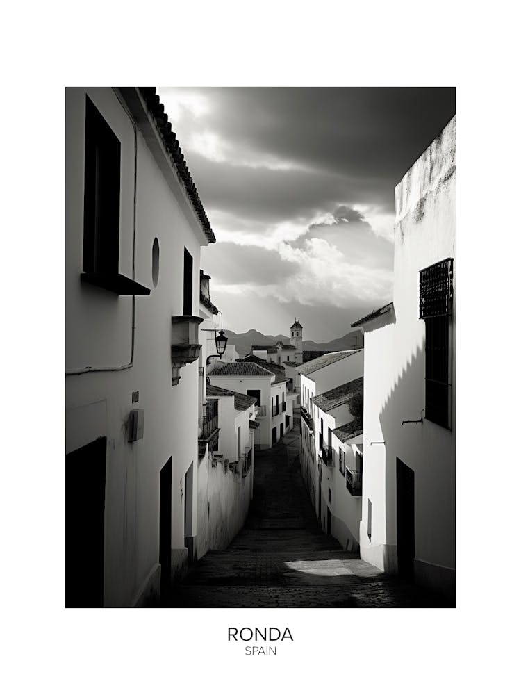 Poster Of Ronda, Spain, Black And White Analogue Photography 2