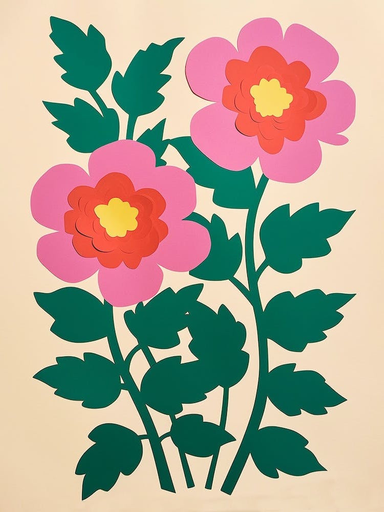 Cut Out Style Flower Art Peony 2