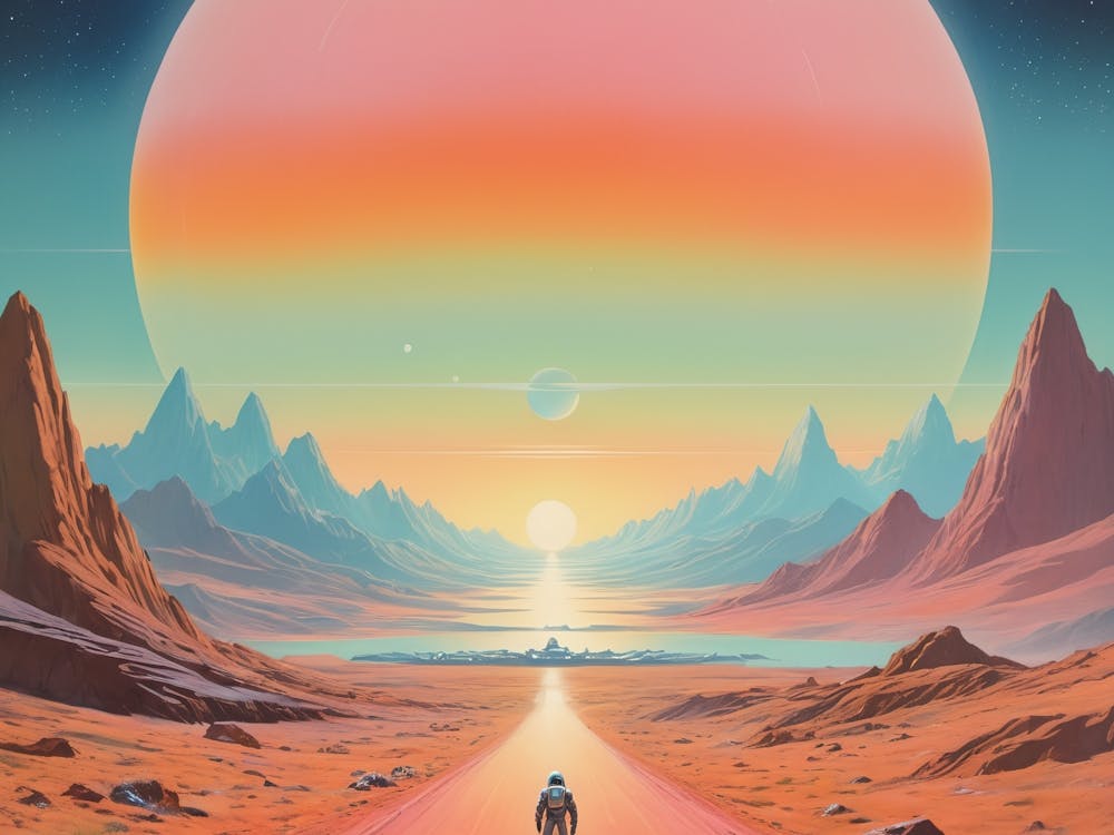 Road To Mars vintage retro sci-fi art