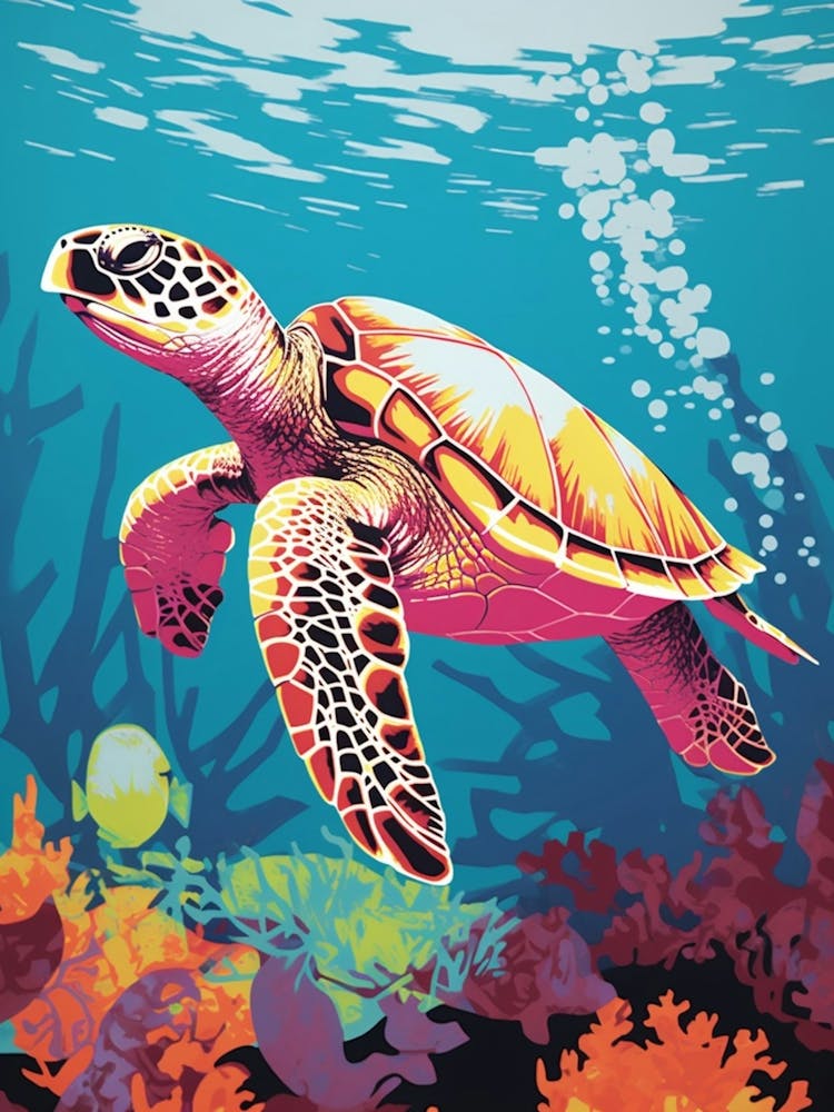 Sea Turtle Swimming Colour Pop 1