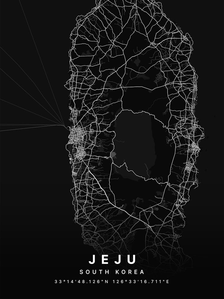 Jeju South Korea Black Map