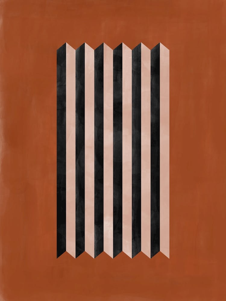 Black and White Stripes on Terracotta Background