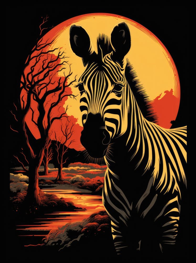 Zebra At Sunset