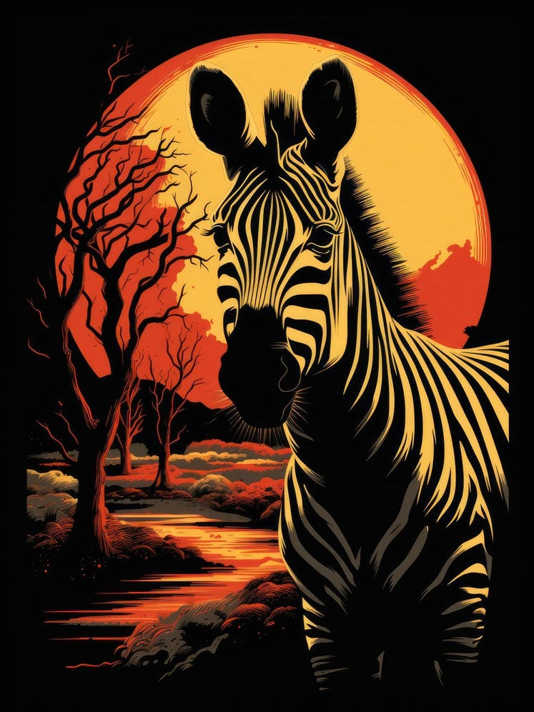 Zebra At Sunset