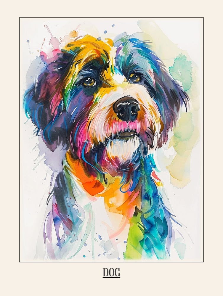 Dog Colourful Watercolour 1 Poster