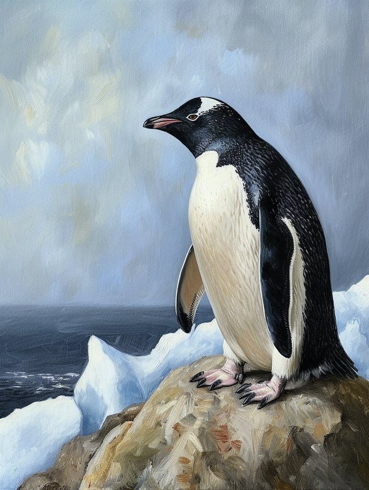 Adlie Penguin Laurie Island Oil Painting 4
