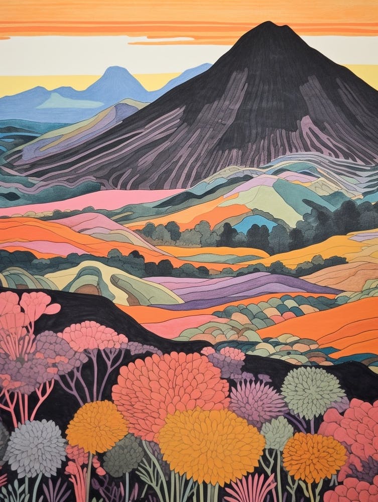 Mount Yasur Vanuatu 3 Colourful Mountain Illustration