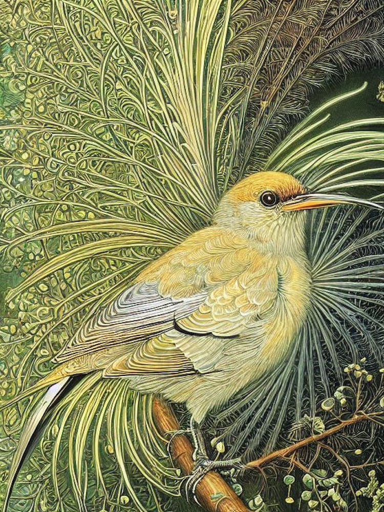 Mockingbird Haeckel Style Vintage Illustration Bird