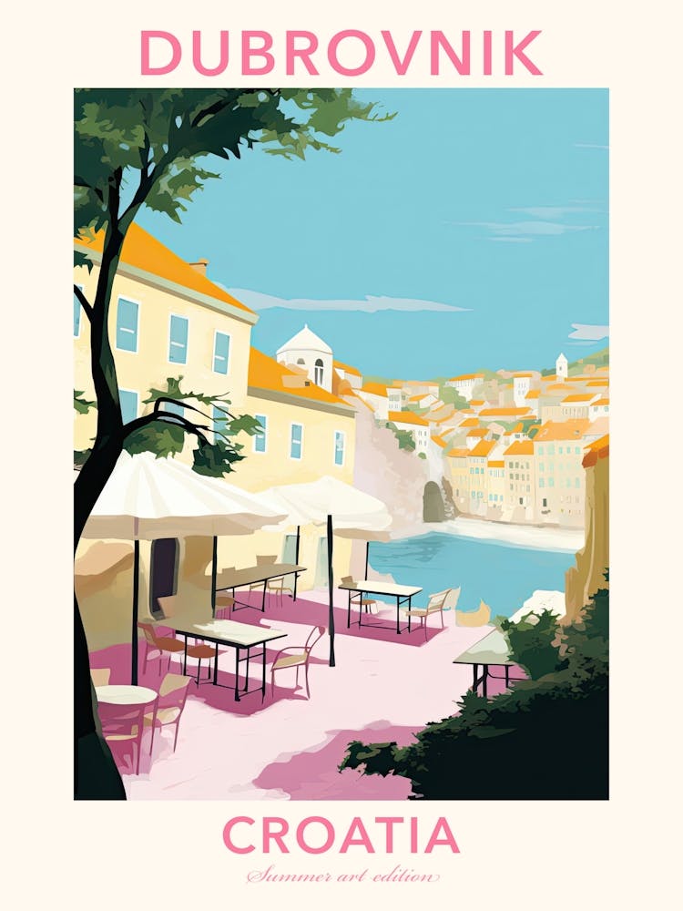 Dubrovnik, Croatia, Flat Pastels Tones Illustration 3 Poster