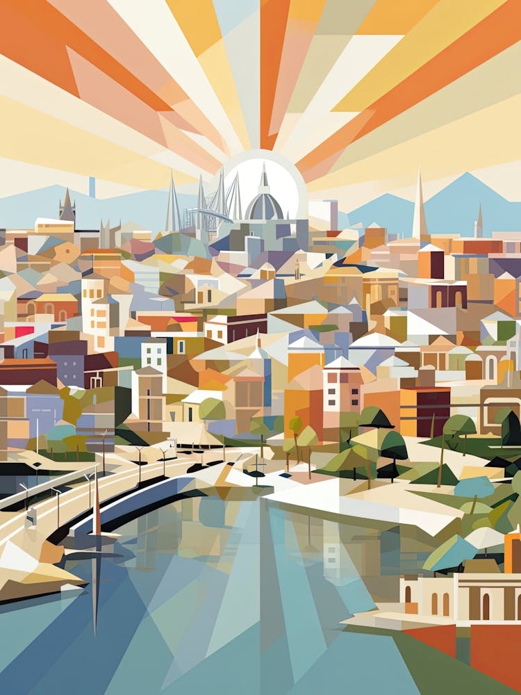 Valencia, Spain, Geometric Illustration 1