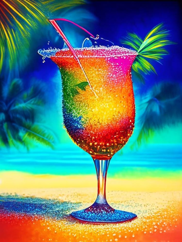 Caribbean Crush Pointillism 2 Cocktail Poster