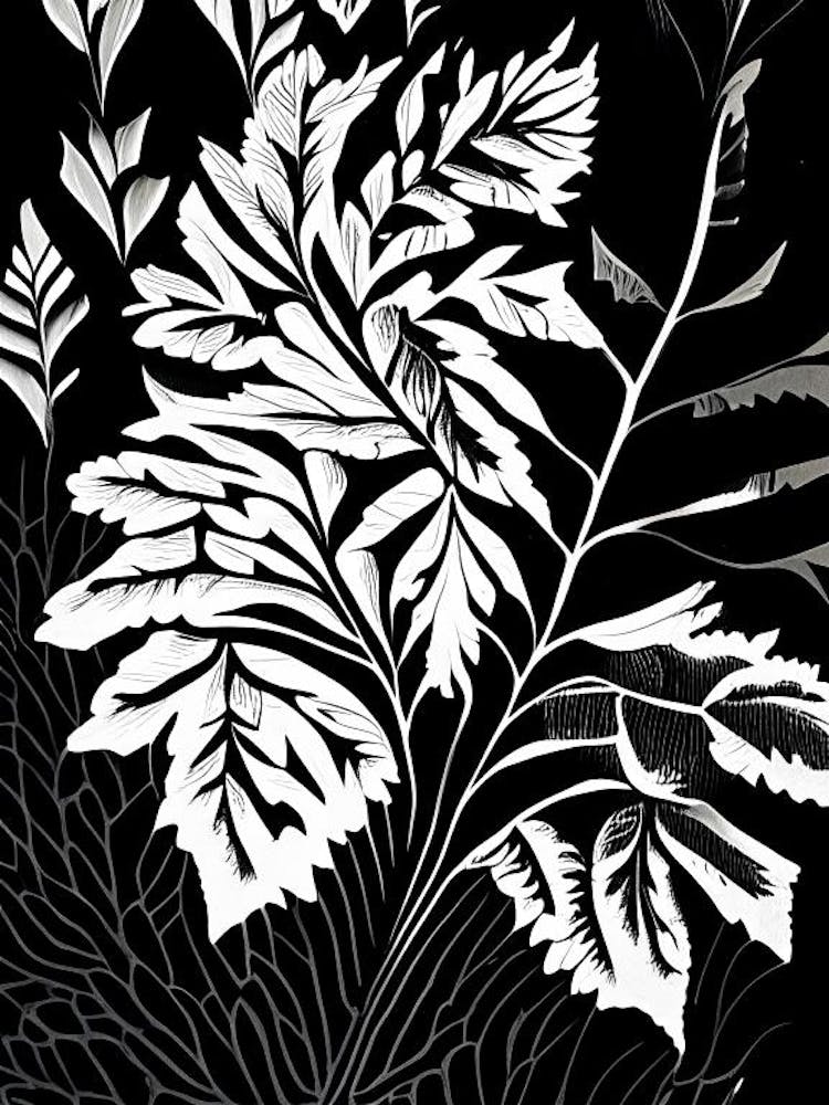 Lovage Leaf Linocut 3