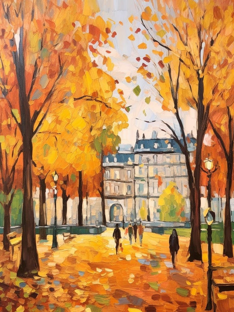 Autumn City Park Painting Luxembourg Gardens Paris
