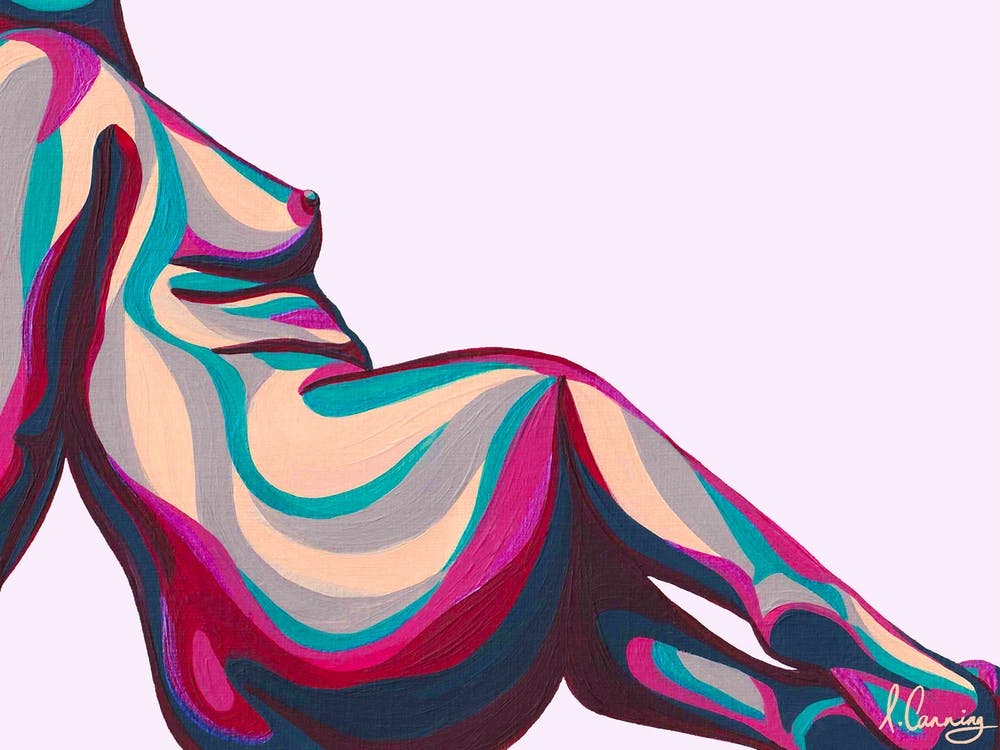 Curvy Nude Figure In Pink Tones