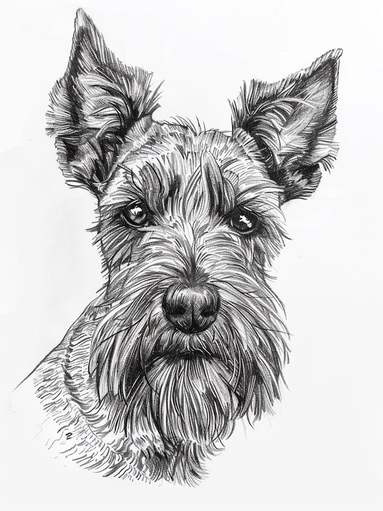 Scottish Terrier Hund Linienzeichnung 4