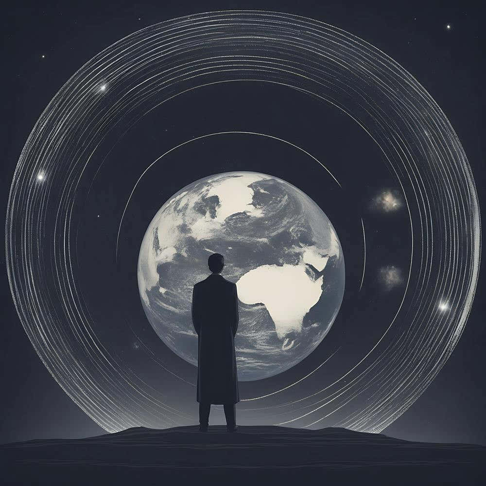 Man looking at a world