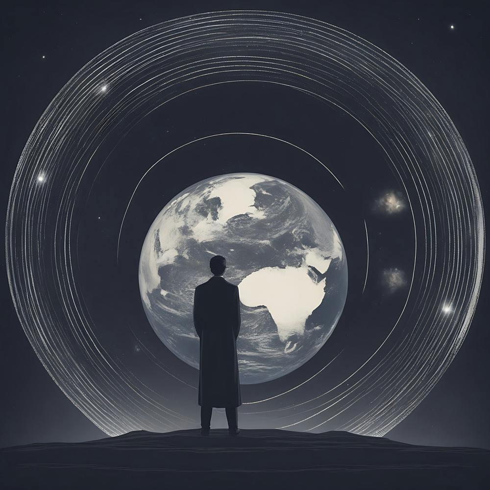 Man looking at a world