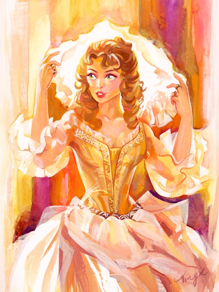 Gold Gouache Illustration Beauty