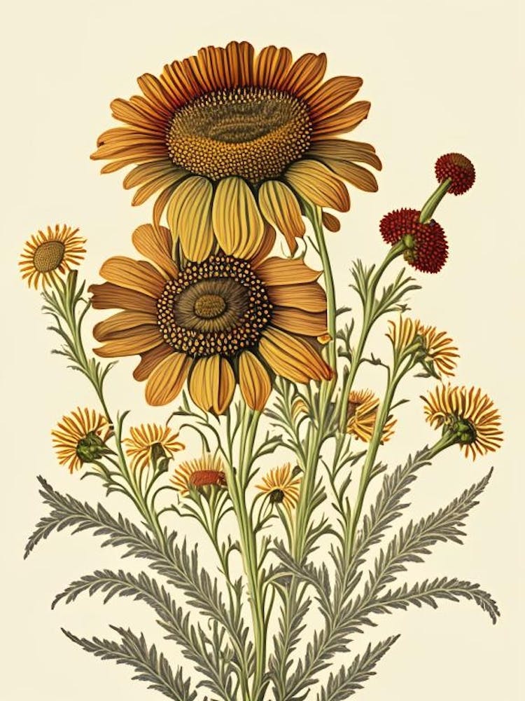 Helenium Wildflower Vintage Botanical 1