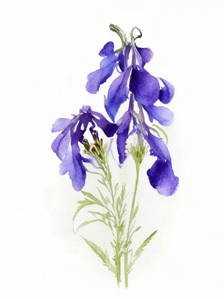 Larkspur Wildflower Watercolour 2