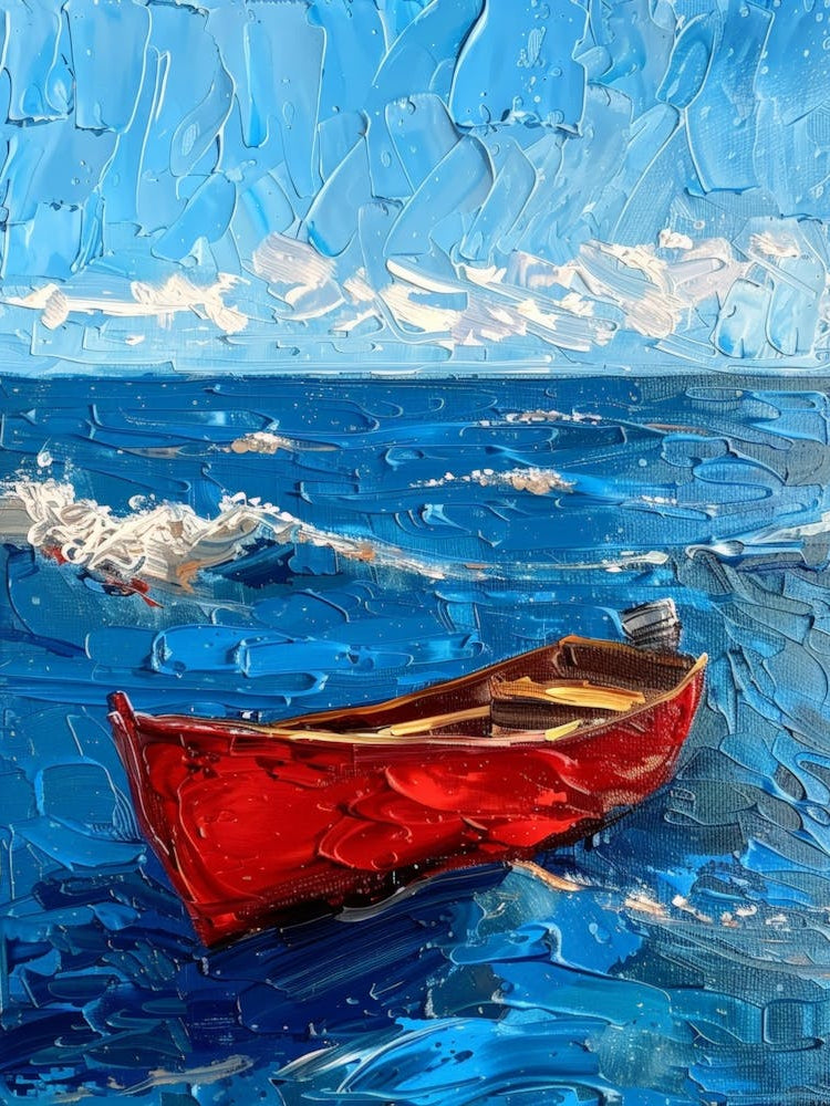 Red Boat In The Ocean 3