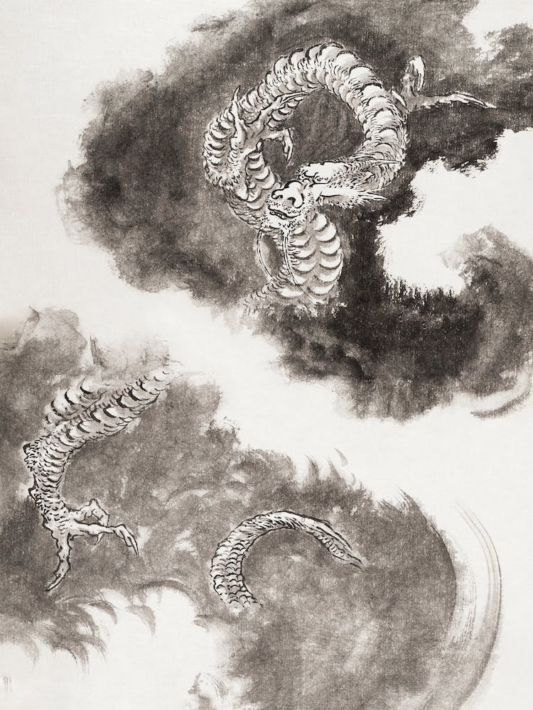 Japanese Dragons, Album Of Sketches, Katsushika Hokusai