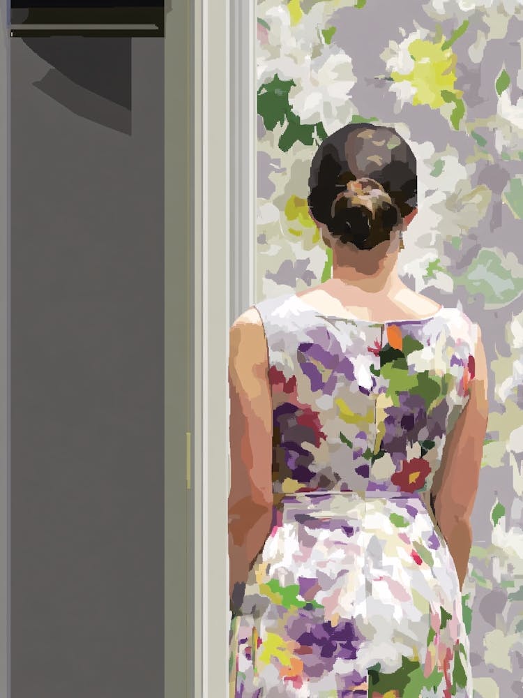 Woman In A Floral Dress