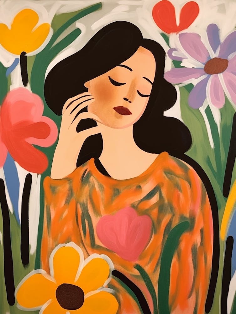 Frau mit Herbstblumen Tulpe 2