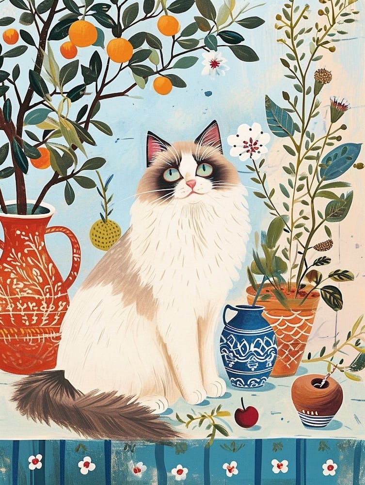 Ragdoll Cat Storybook Illustration 1