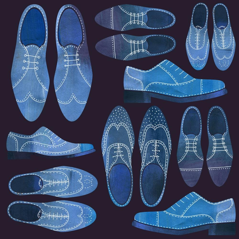 Blue Brogue Shoes Dark