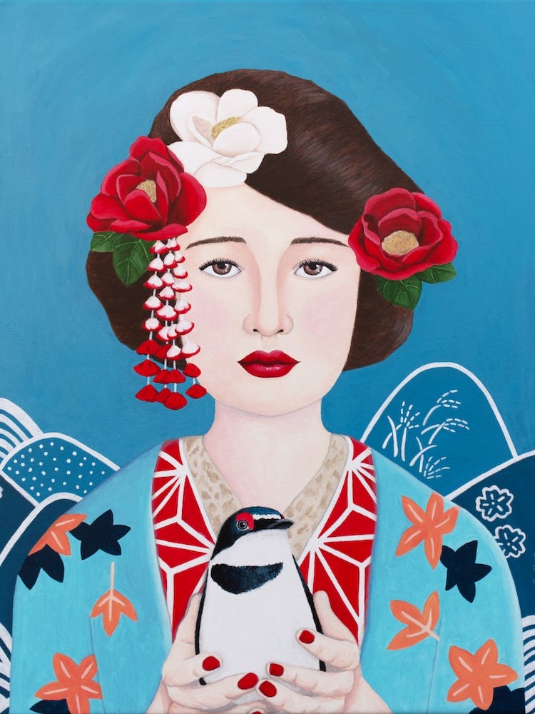 Japanese Woman With Bird