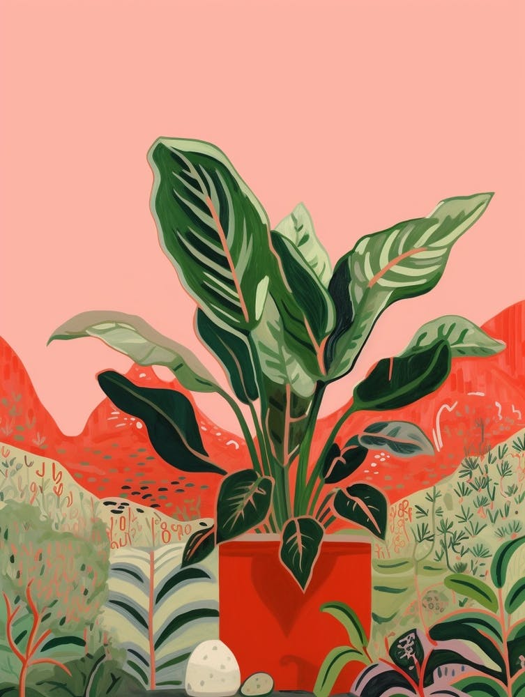 Boho Plant Painting Chinese Evergreen 3