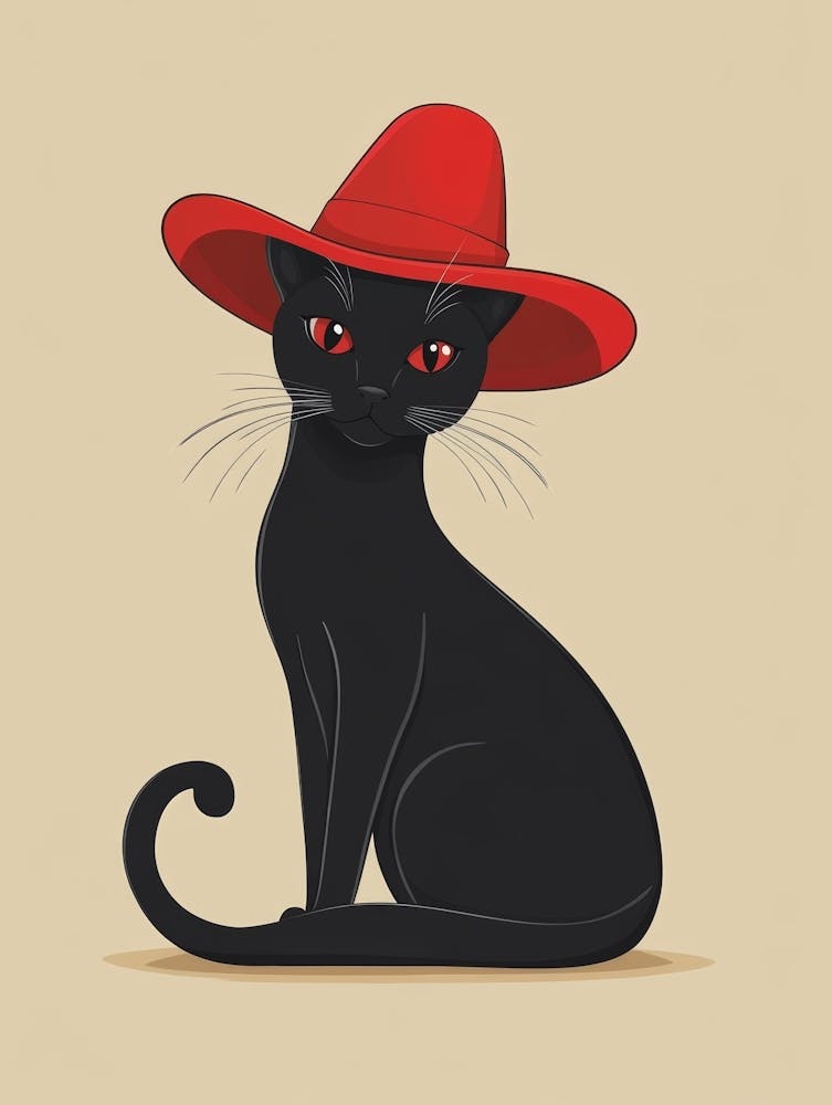 Black Cat In Red Hat