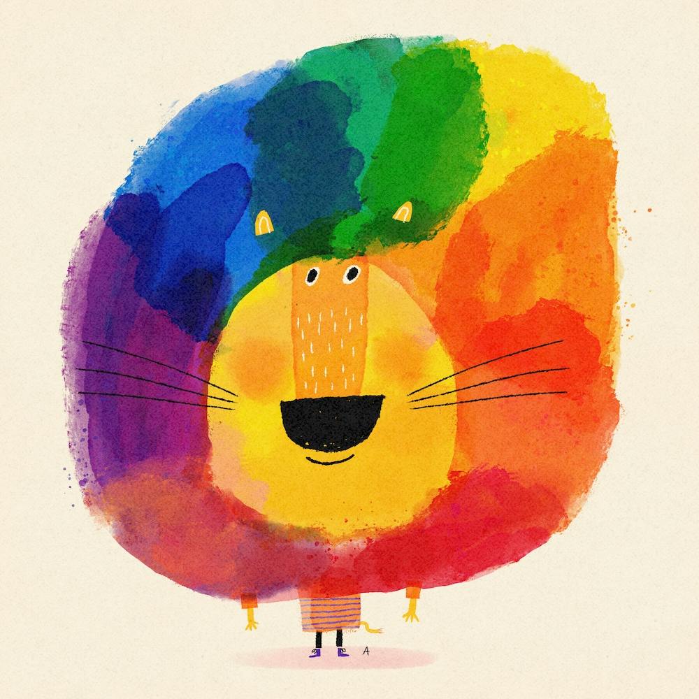 Lion With Rainbow Mane Square Nursery