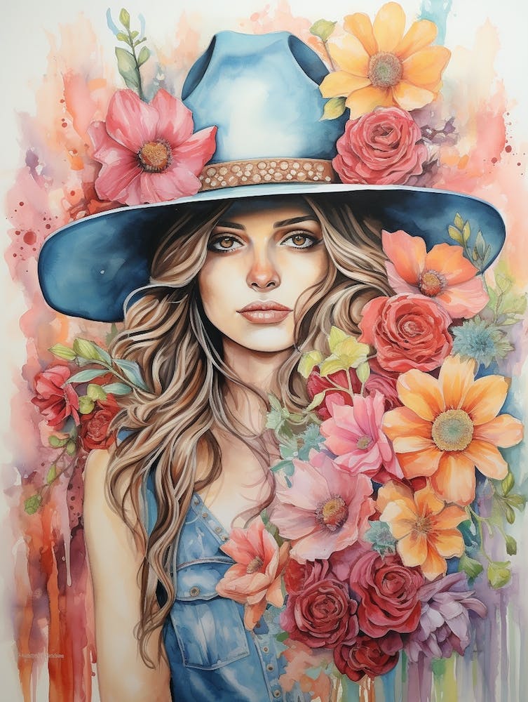 Cowgirl Watercolour Flower 1