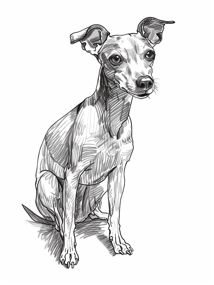 American Greyhound Dog Line Sketch 1