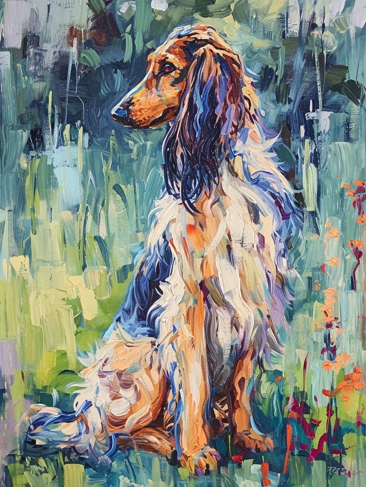 Afghan Hound Acrylic Painting 4