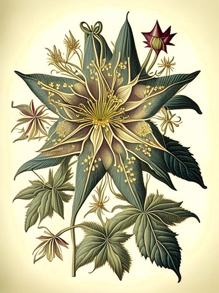 Star Flower Wildflower Vintage Botanical 1