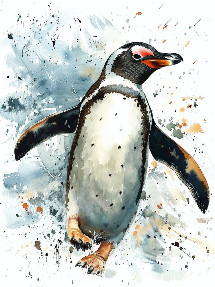 Humboldt Penguin Carcass Island Watercolour Painting 4