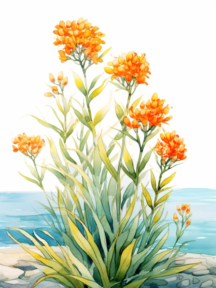 Butterfly Weed Wildflower In Watercolor  (3)