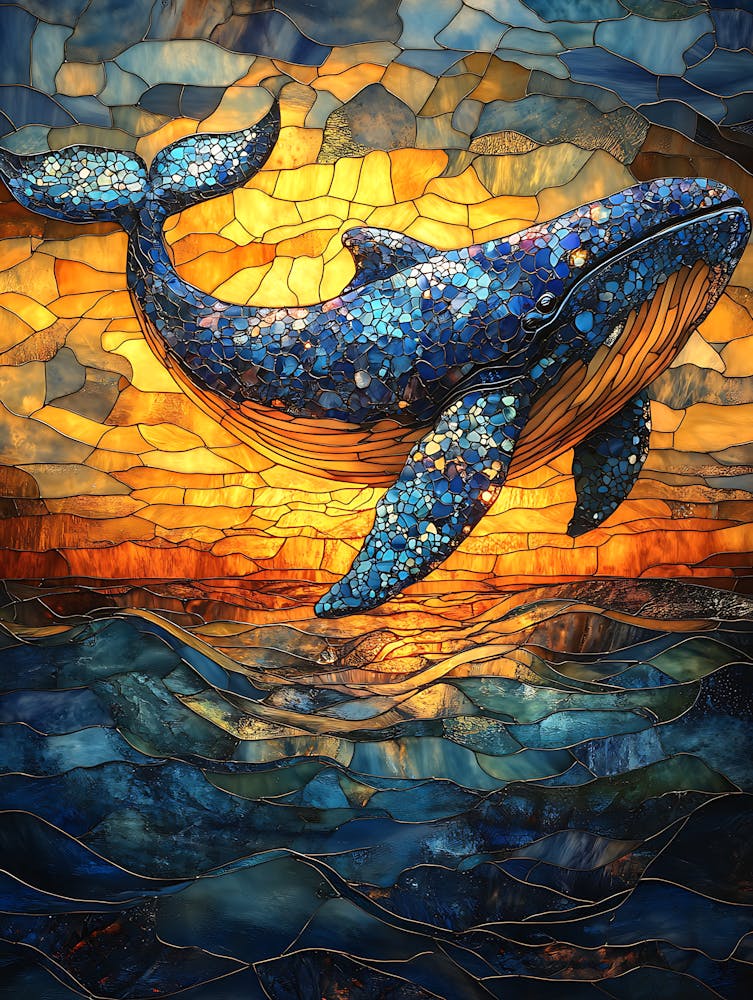 Stunning Stained Glass Whale 11
